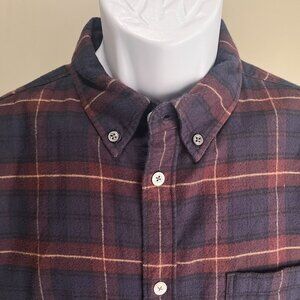 Norse Projects Men's blue and burgundy plaid l/s Flannel Shirt Large L